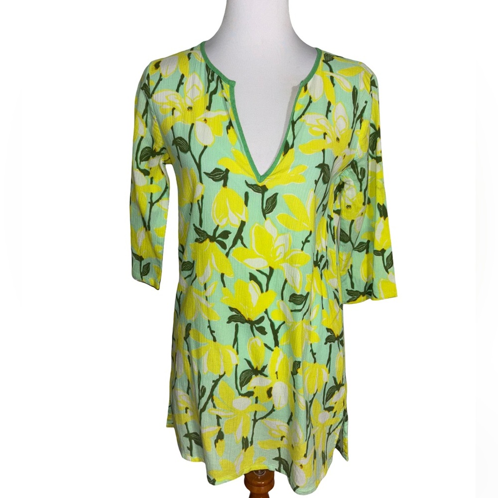 J. Crew Floral Mini Dress in Yellow and Green